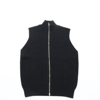 Yonetomi  / MERCERIZED COTTON RIB KNIT VEST BLACK