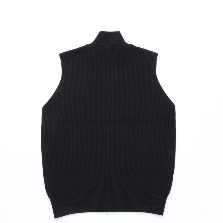 Yonetomi  / MERCERIZED COTTON RIB KNIT VEST BLACK