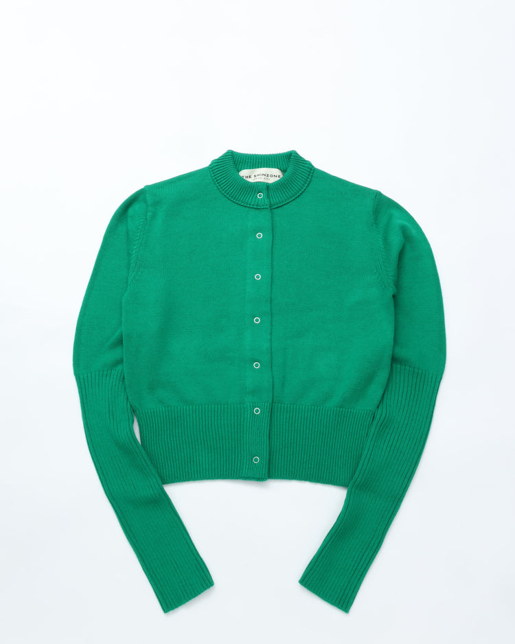 THE SHINZONE / COTTON LONG RIB CARDIGAN GREEN