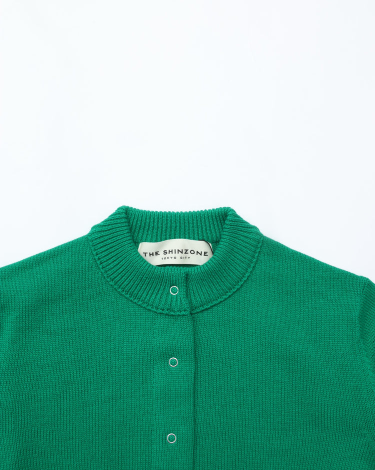 THE SHINZONE / COTTON LONG RIB CARDIGAN GREEN