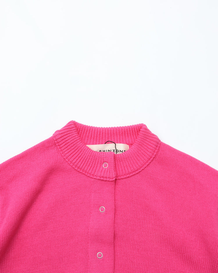 THE SHINZONE / COTTON LONG RIB CARDIGAN PINK