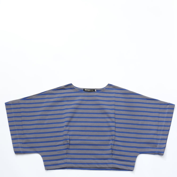 HAVERSACK / Jersey striped poncho-style Basque shirt GRAY*BLUE