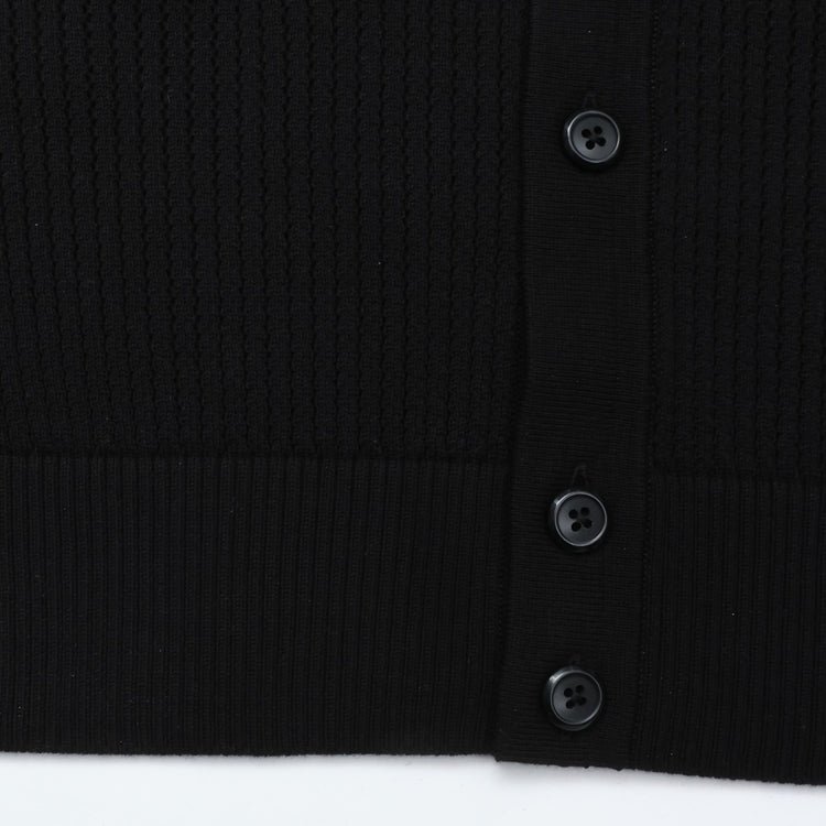 crepuscule / Stripe Mesh Knit Shirt BLACK