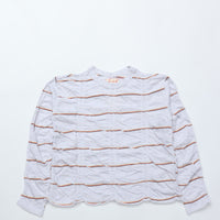 MEYAME / TUCKED JACQUARD BORDER PULLOVER HEATHER GREY