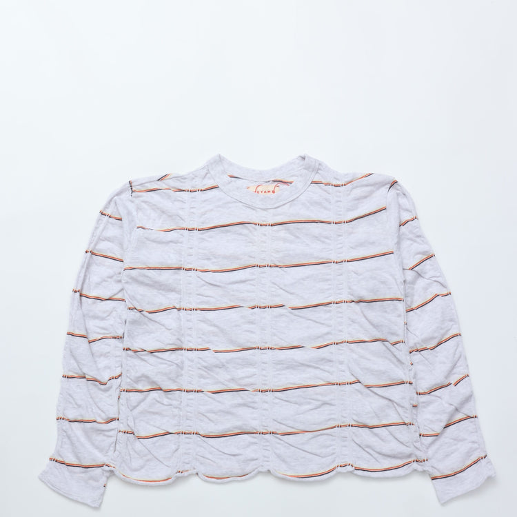 MEYAME / TUCKED JACQUARD BORDER PULLOVER HEATHER GREY