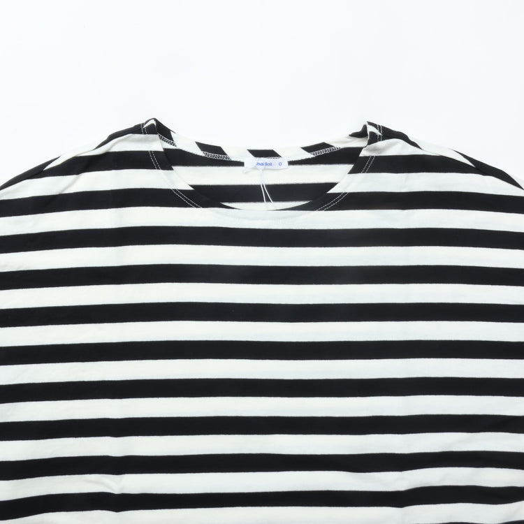 maillot / Border Big Boat Neck Tee BLACK