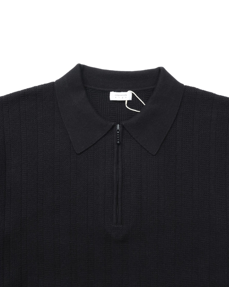 crepuscule / Rib Pattern Half Zip Polo