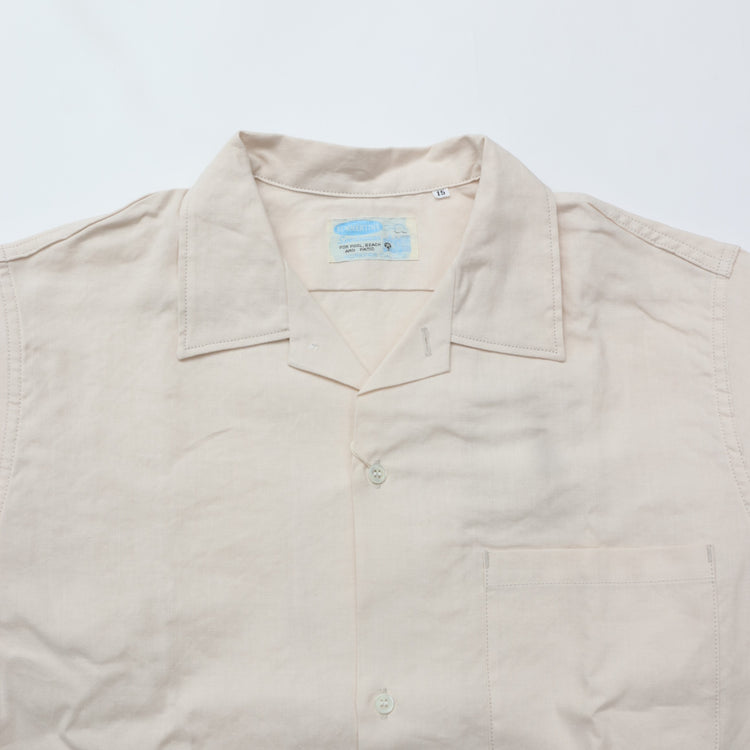 WORKERS / Open Collar Shirt Linen Cotton ECRU