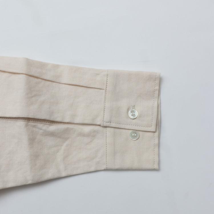 WORKERS / Open Collar Shirt Linen Cotton ECRU