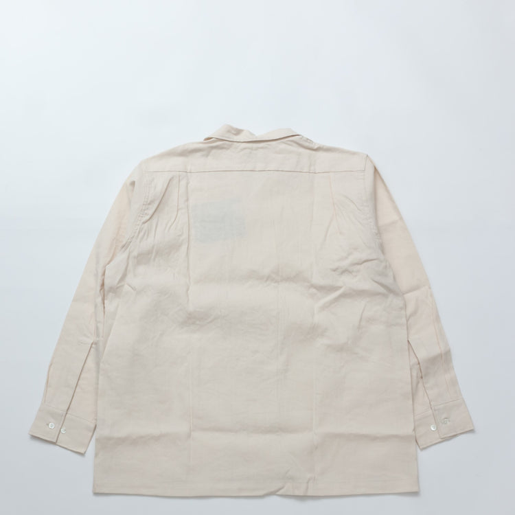 WORKERS / Open Collar Shirt Linen Cotton ECRU