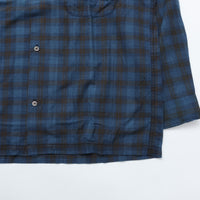 WORKERS / Open Collar Shirt Madras INDIGO