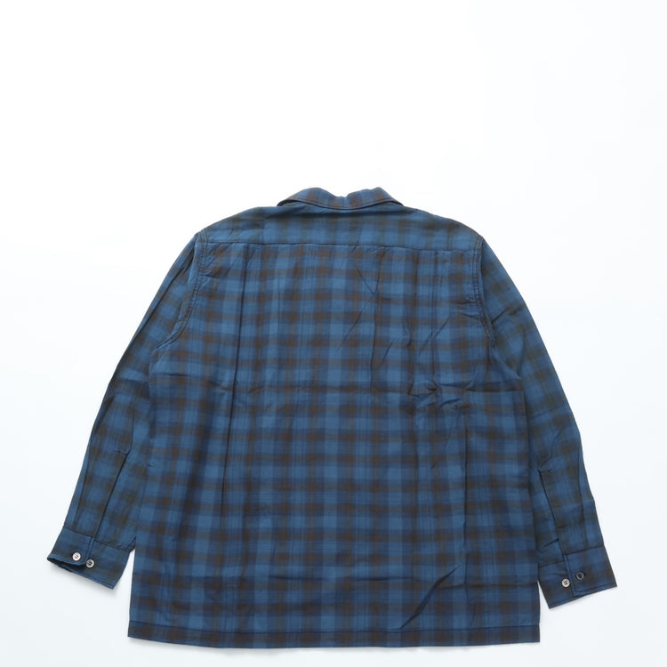 WORKERS / Open Collar Shirt Madras INDIGO