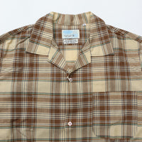 WORKERS / Open Collar Shirt Madras BROWN