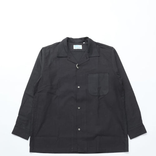 WORKERS / Open Collar Shirt Linen Cotton CHARCOAL