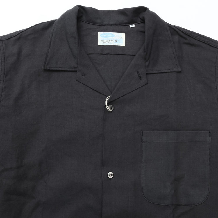 WORKERS / Open Collar Shirt Linen Cotton CHARCOAL