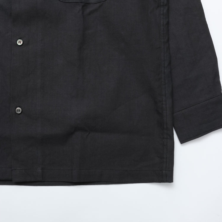 WORKERS / Open Collar Shirt Linen Cotton CHARCOAL