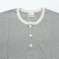 Healthknit / Narrow Border Jersey Wide Henleyneck S/S　NATURAL/BLACK