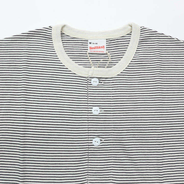 Healthknit / Narrow Border Jersey Wide Henleyneck S/S　NATURAL/BLACK