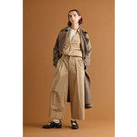 HAVERSACK / 120/2 Chambray High Waist Wide Pants BEIGE