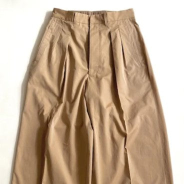 HAVERSACK / 120/2 Chambray High Waist Wide Pants BEIGE