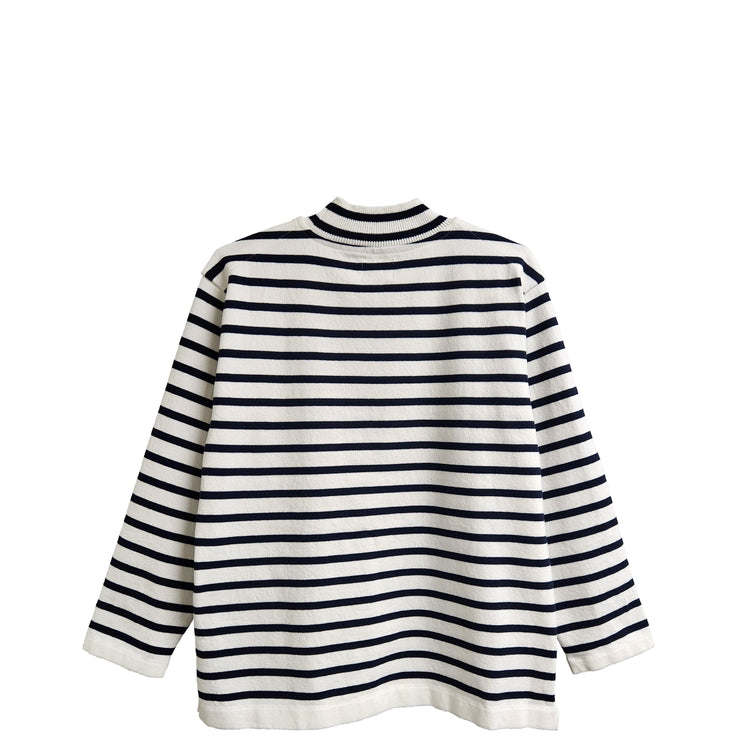 Yonetomi  / WAVE COTTON BASQUE KNIT PULLOVER (MOCK NECK)