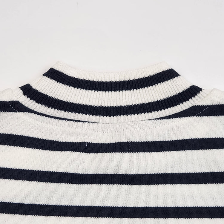 Yonetomi  / WAVE COTTON BASQUE KNIT PULLOVER (MOCK NECK)