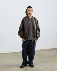 ARMY TWILL VEGAN LEATHER BLOUSON