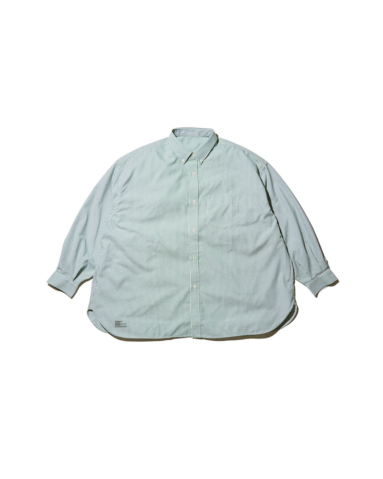 FreshService   DRY OXFORD CORPORATE L/S B.D.SHIRT GREEN STRIPE