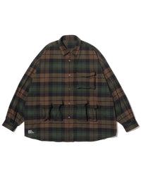 FreshService   FLANNEL CHECK MULTI POCKET SHIRT GREEN
