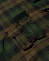 FreshService   FLANNEL CHECK MULTI POCKET SHIRT BROWN