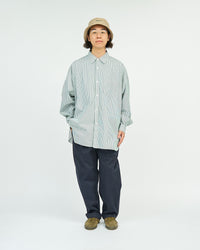 FreshService  CORPORATE UNIFORM L/S SHIRT GREEN STRIPE