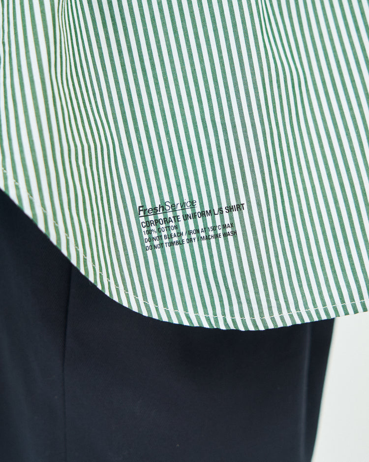 FreshService  CORPORATE UNIFORM L/S SHIRT GREEN STRIPE