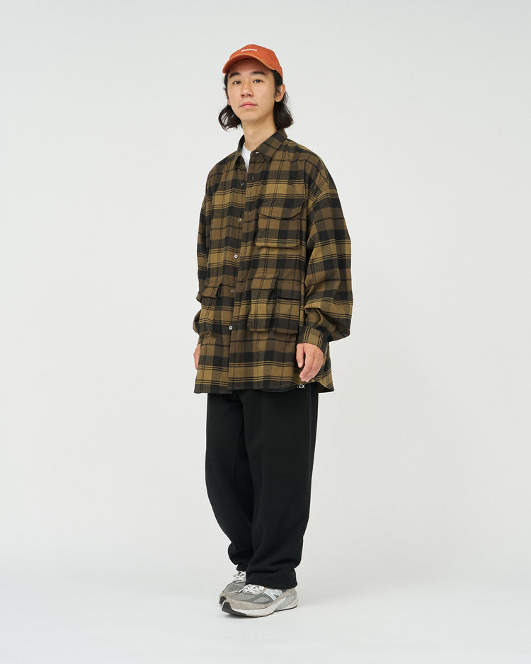 FreshService   FLANNEL CHECK MULTI POCKET SHIRT BROWN
