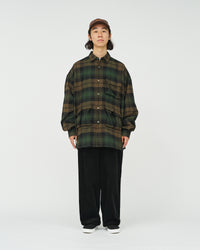 FreshService   FLANNEL CHECK MULTI POCKET SHIRT GREEN