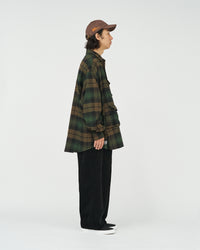 FreshService   FLANNEL CHECK MULTI POCKET SHIRT GREEN