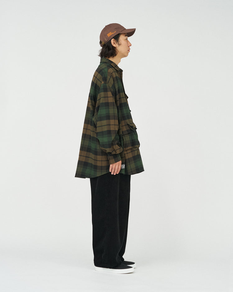 FreshService   FLANNEL CHECK MULTI POCKET SHIRT GREEN