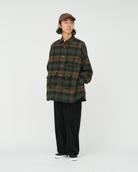 FreshService   FLANNEL CHECK MULTI POCKET SHIRT GREEN