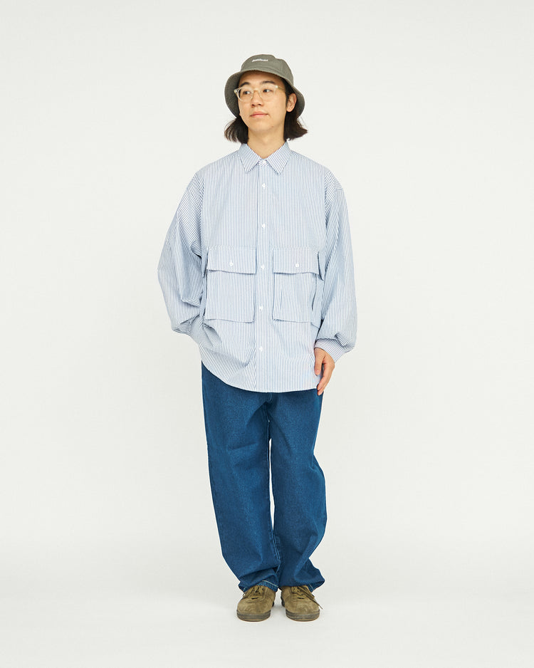 FreshService / DRY OXFORD FLAP POCKET L/S SHIRT BLUE STRIPE