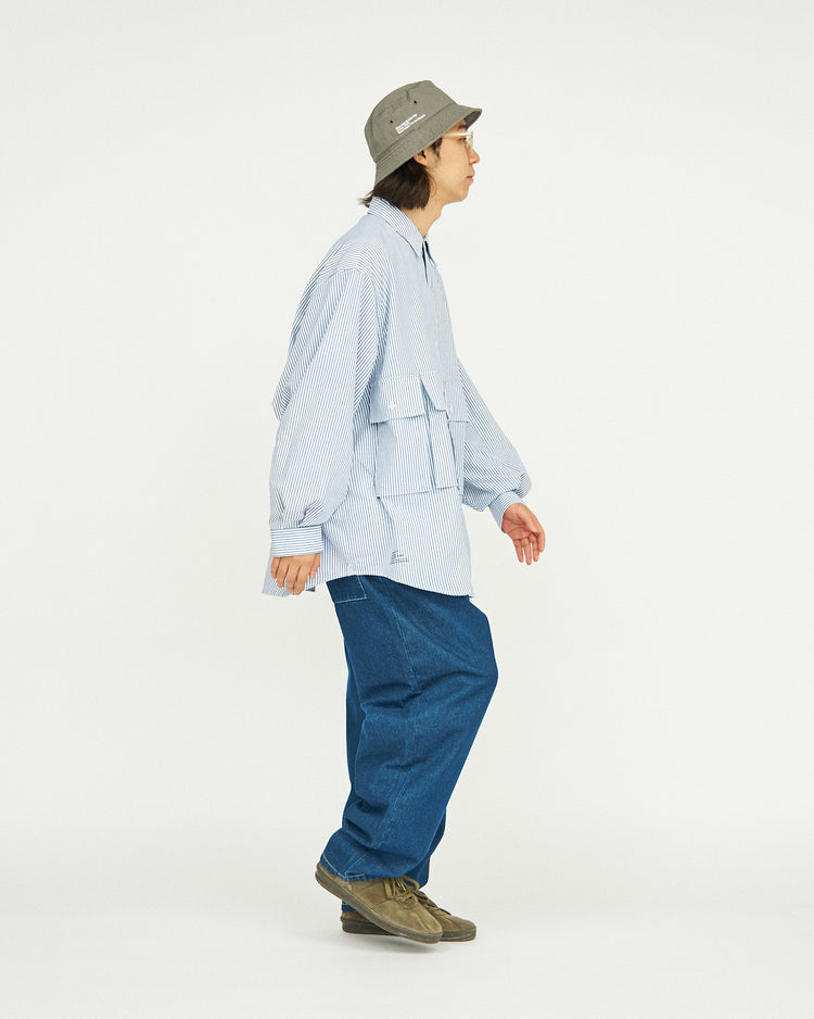 FreshService / DRY OXFORD FLAP POCKET L/S SHIRT BLUE STRIPE