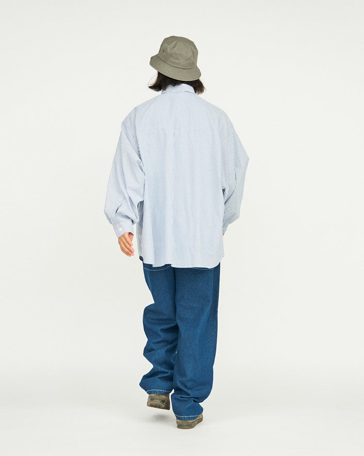 FreshService / DRY OXFORD FLAP POCKET L/S SHIRT BLUE STRIPE
