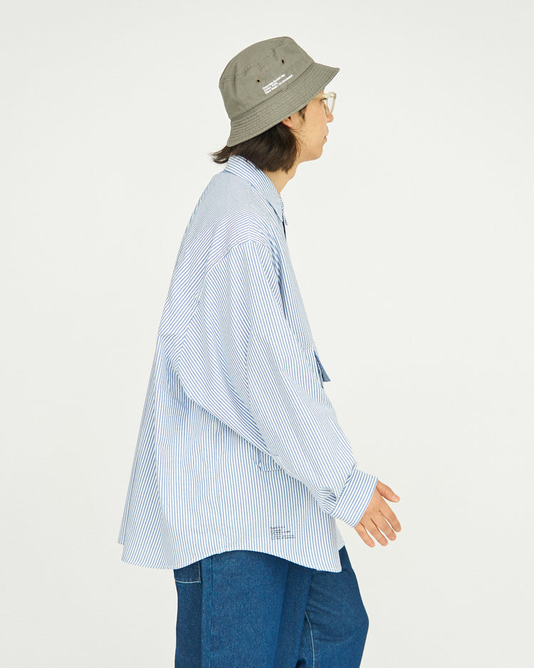 FreshService / DRY OXFORD FLAP POCKET L/S SHIRT BLUE STRIPE