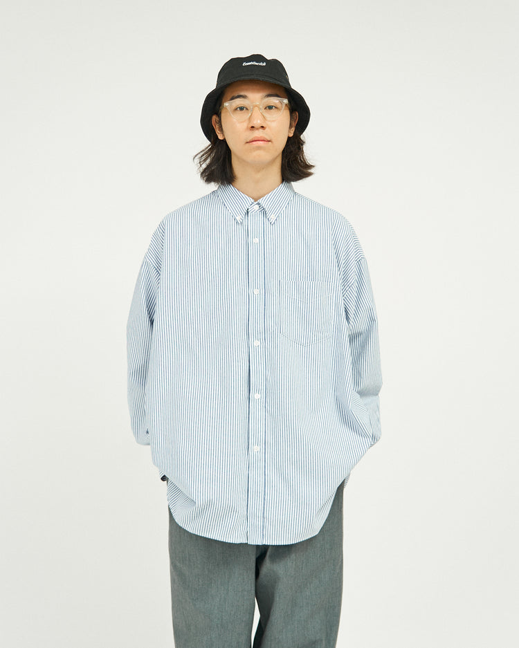 FreshService   DRY OXFORD CORPORATE L/S B.D.SHIRT BLUE STRIPE