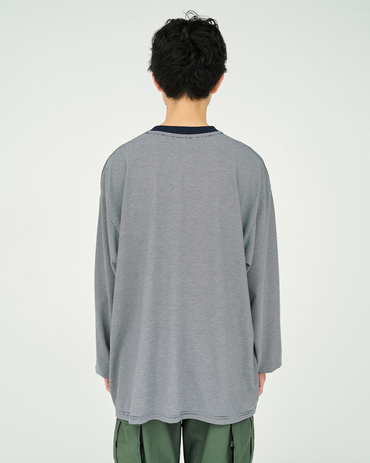 FreshService / MICRO BORDER L/S TEE  WHITE*BLACK