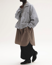 Sillage / big pocket overshirt dead stock brown random stripe