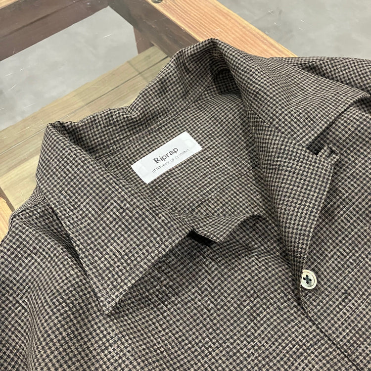 Riprap / OPEN COLLAR SH S/S (LINEN GINGHAM CHECK)