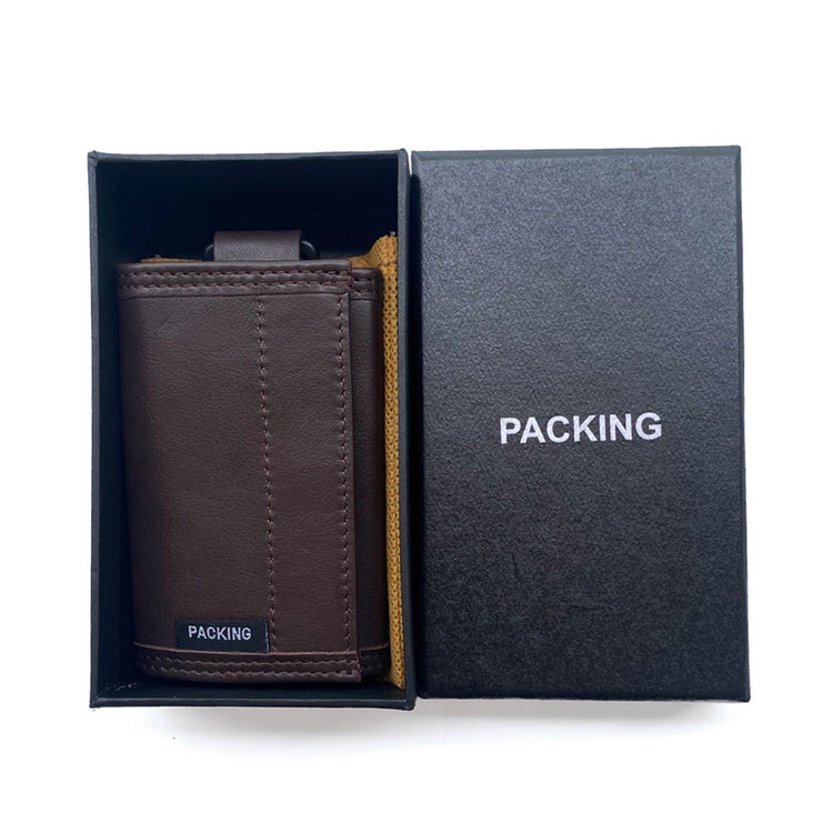 PACKING/ LEATHER COMPACT WALLET BROWN