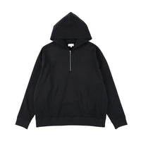 KANEMASA PHIL  28G Cupro Half Zip Hoodie  BLACK(Night Black)