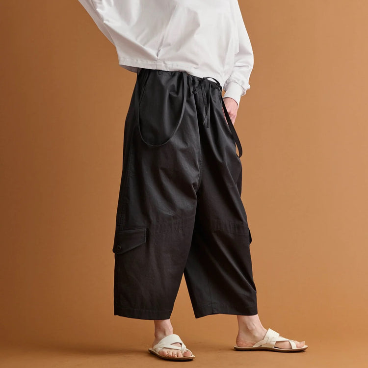 HAVERSACK / Salt-Shrink Satin Overpants BLACK