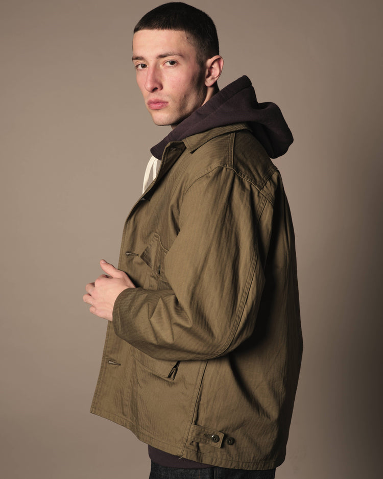 A VONTADE  Naval Utility Jacket -Military Herinbone- #47 OLIVE