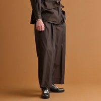 HAVERSACK / 120/2 Chambray High Waist Wide Pants BROWN